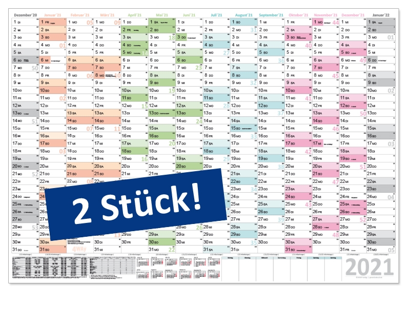 Farbenfroher Wandkalender 2022  im extra gro em DIN A1 Format 